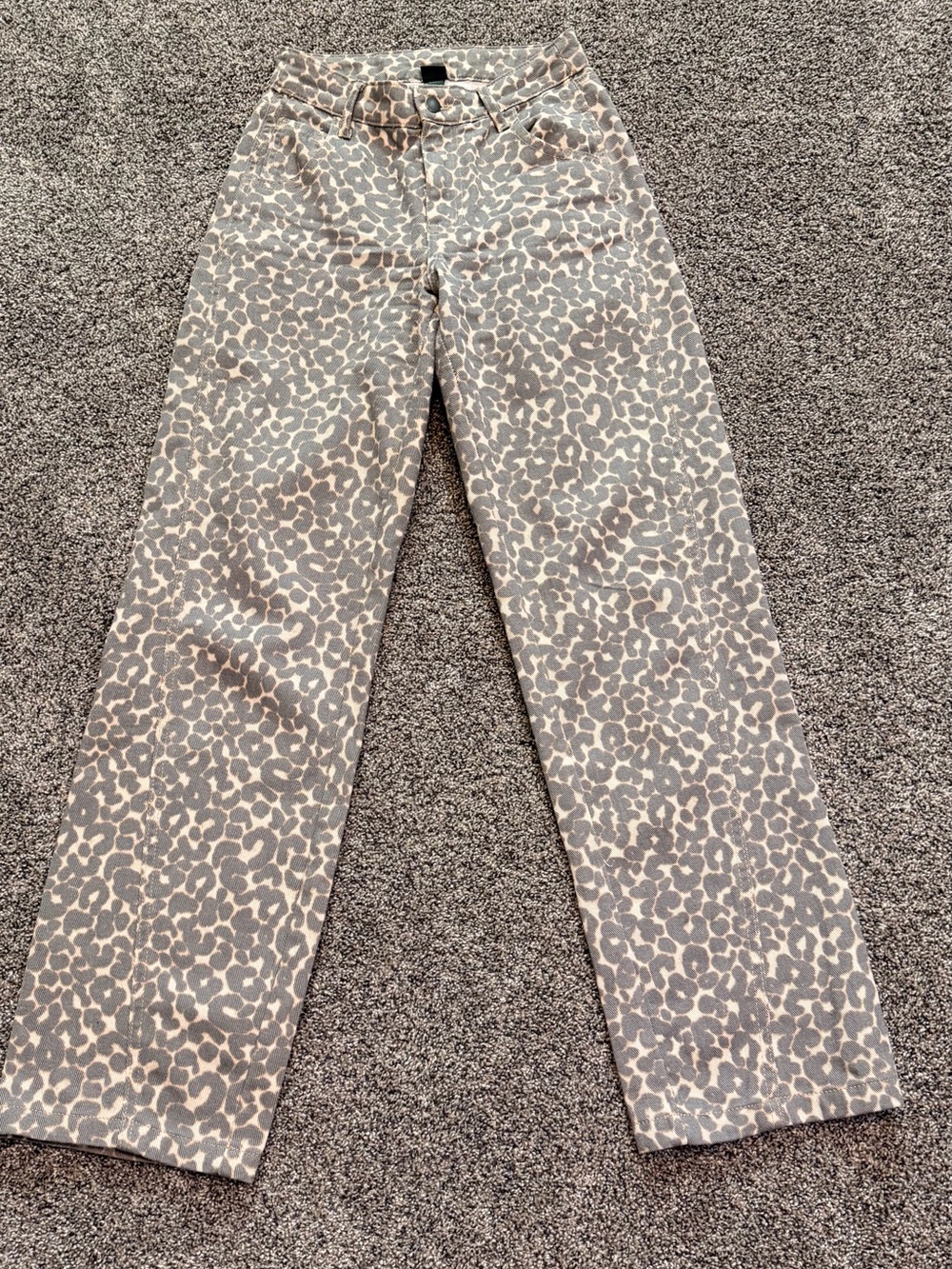 Leopard-Print Wide-Leg High Waisted Jeans - Brown & Cream